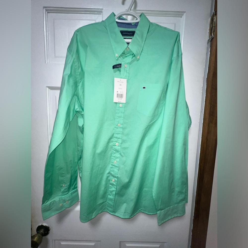 New Crown & Ivy men’s button down.  Motion flex shirt mint green big/tall 2X